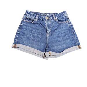 American Eagle Womens Curvy Mom Jean Short Size 2 Rolled Cuff Preppy Casual